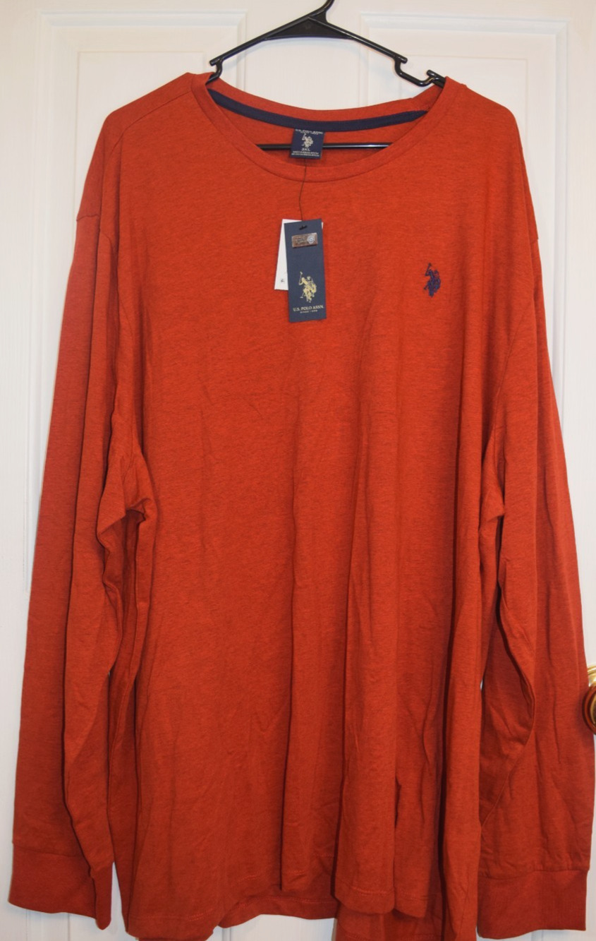 ~ U.S. POLO ASSN. Long Sleeve Crew Neck Shirt Burnt Orange Mens 3XL - NWT ~